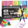 Corslet 36 Water Based Dual Tip Brush Pens: 1-2Mm & 0.4Mm Tips With Carrying Case For Art, Calligraphy And Sketching
