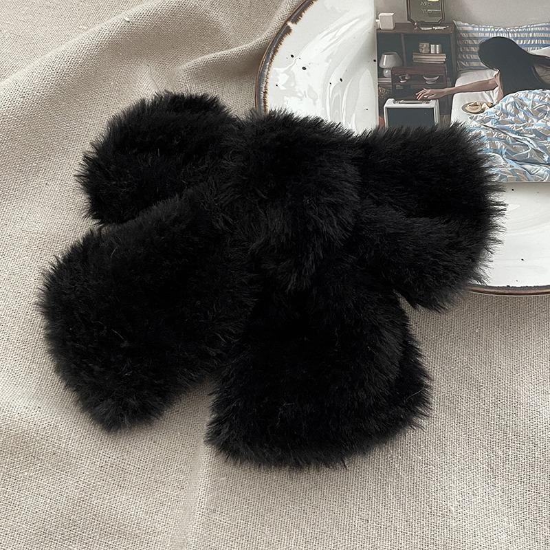 Plush Big Bow Hairpin Velvet Back Head Hairpin Versatile in Winter Furry Hair Clip Top Hair Accessories Headwear