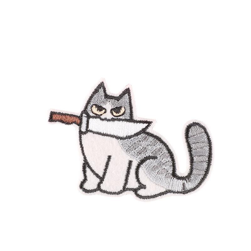 Aufnäher zum Aufbügeln mit Cartoon-Katze-Stickerei: Abzeichen für Kleidungszubehör