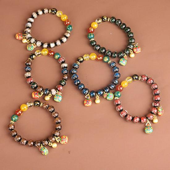 Incense Ash Glaze Bracelet: Classic Style with Gold Thread, Handcrafted Single Circle Jewelry