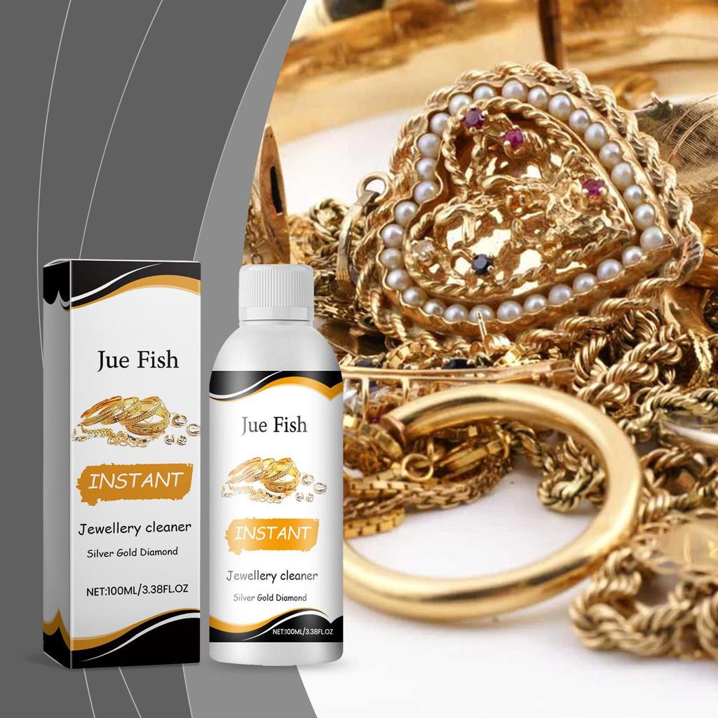 JUE FISH Gentle Jewelry Cleaner for Gold, Silver, and Glass Surfaces