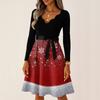 Women's Casual Fashion Long Sleeve Christmas Graphic Printed Vintage Long Dresses