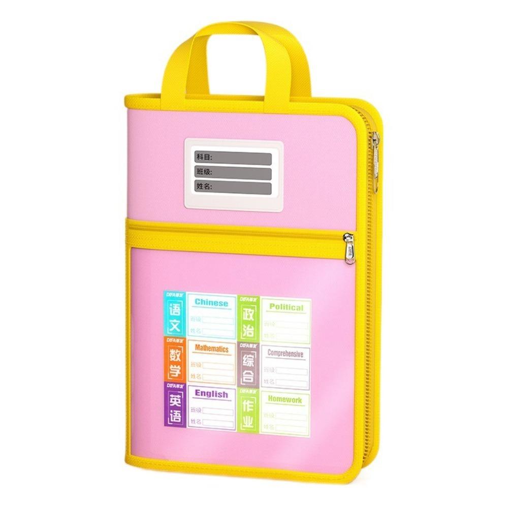 

Large Opening Stationery Storage Bag Transparent Mesh Folder Bag A4 File Bag Test Paper рожевий