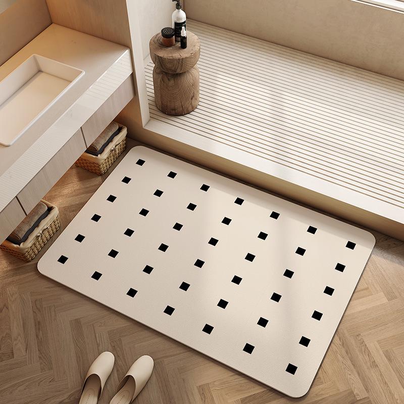Japanese Diatom Mud Bathroom Mat: Water-Absorbing, Anti-Slip, Quick-Drying, Easy-Clean Decorative Foot Mat for Toilet Door.