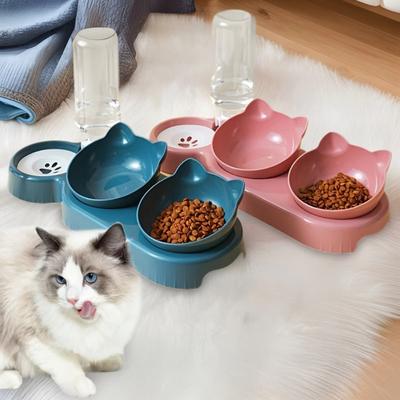 Double Pet Food Bowl And Water Bottle Set 3-in-1 Detachable