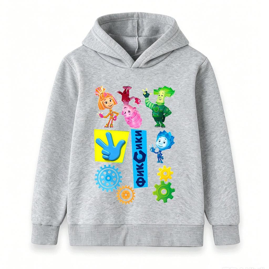 Kids Boys Girls Hoodie Cartoon Character Print Long Sleeve Casual Pullover Sweatshirt for Children Daily Wear