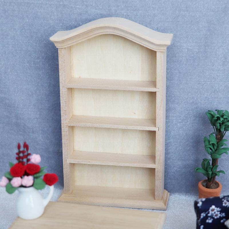 1:12 Dollhouse Japanese-Style Arc Top Bookcase Wall Cabinet Retro Mini Furniture Model