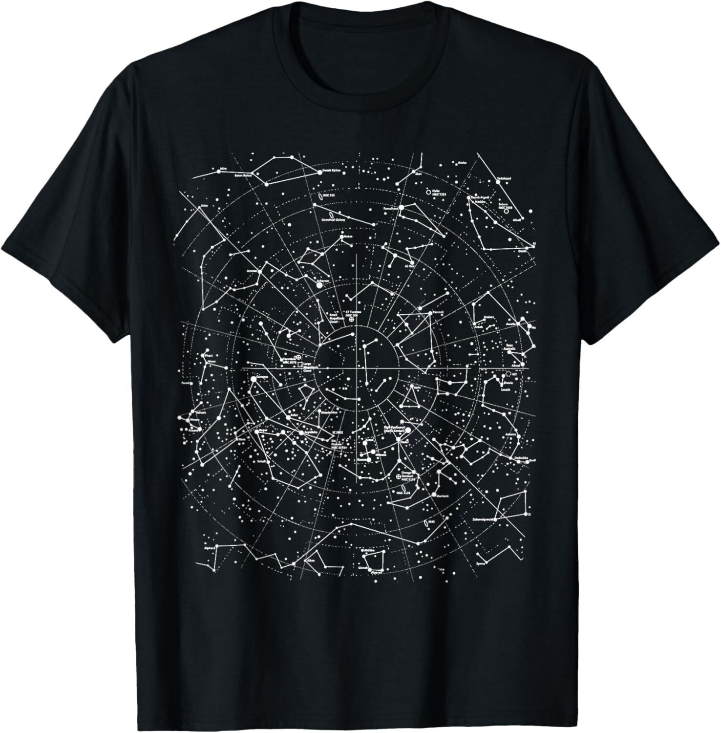 Astronomy Constellations Map_ Stars Galaxy Celestial Gift Unisex T-Shirt S разноцветный