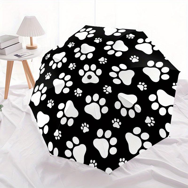 Adorable Paw Print Round Sticker for Pets LoversUmbrella, Portable 3-Fold Compact Umbrella for Men & Women Gift
