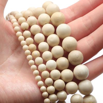 Mărgele din piatră fosilă albă rotundă naturală de 4-12 mm pentru realizarea de bijuterii DIY