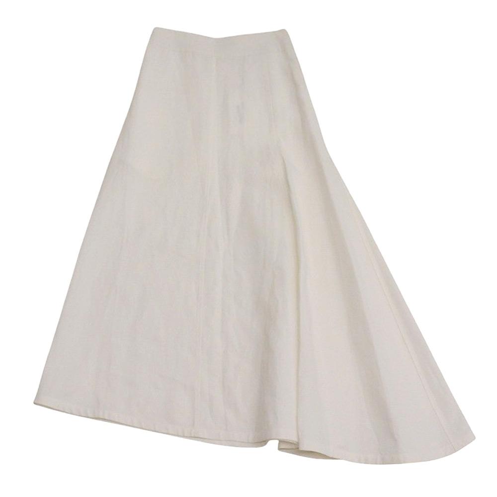 Jil Sander Linen Midi Flare Skirt for Women, White, Size 30, 2022, J01MA0006 Skirt 30 whiteUsed