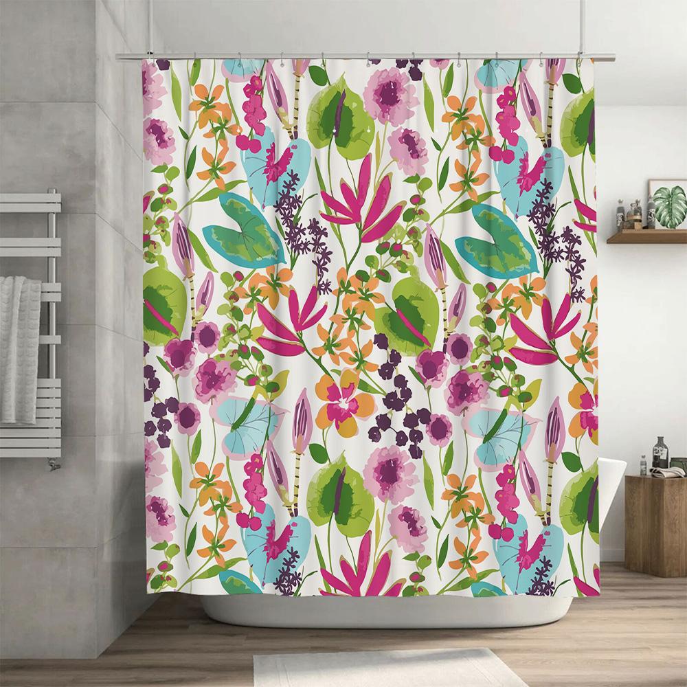 Soft Coral Red Shower Curtain Set Bathroom Decor Print Waterproof Washable Polyester Fabric for Home Decoration Size: 60 X 72 In