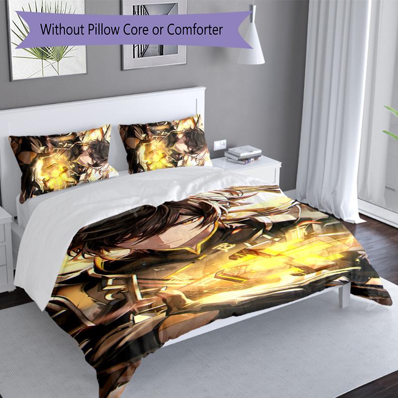 Set Lenzuola 3 Pezzi Personaggi Genshin Impact 3 Fantasie Set Copripiumino include Copripiumino e Federe, Decorazione Camera da Letto Perfetta per Tutte le Stagioni e Regalo