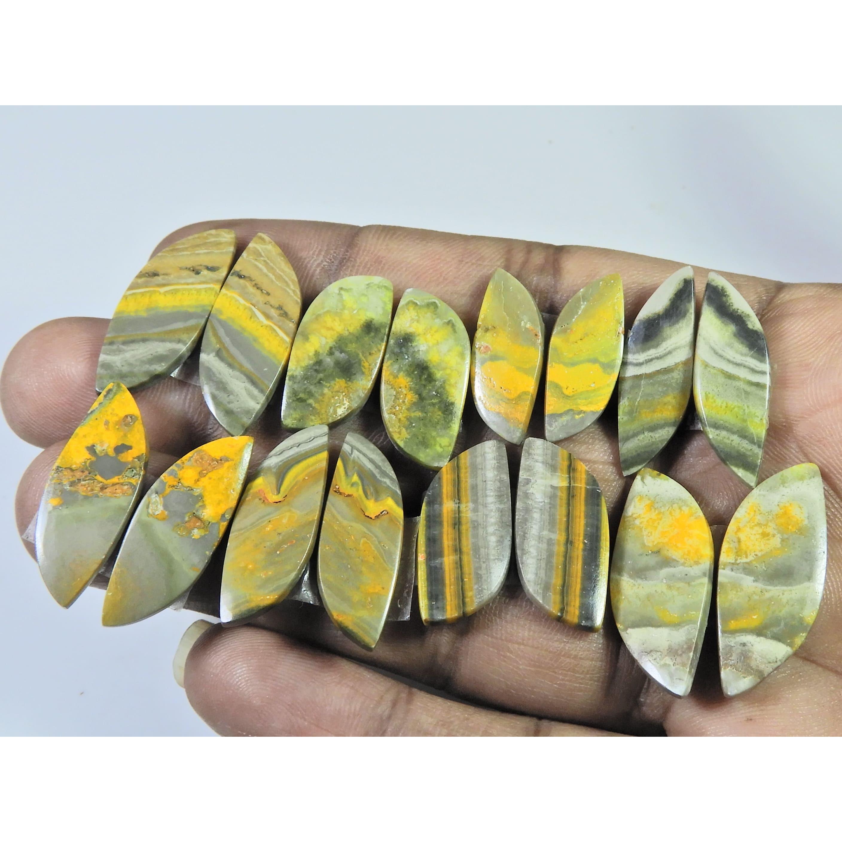 

21-28 ММ Натуральный Яшма Шмель Пара Фантазийный Кабошон Драгоценный Камень 8 Пар Партия C-766