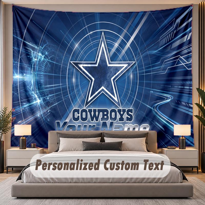 Custom Name Text Tapestry Dallas Cowboys Personalized Polyester Wall Tapestry For Bedroom And Room