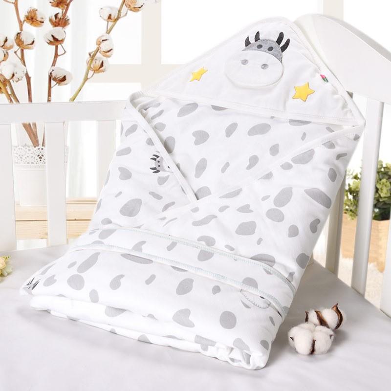 Newborn Cotton Swaddle Blanket Infants 0-12 Months Anti-startle Wrap Winter Thickened 90x90cm