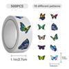 500pcs/roll Butterfly Roll Stickers for Notebooks, Scrapbooks, Diaries, Guitar Decorations, Water Bottles, DIY Collage Art