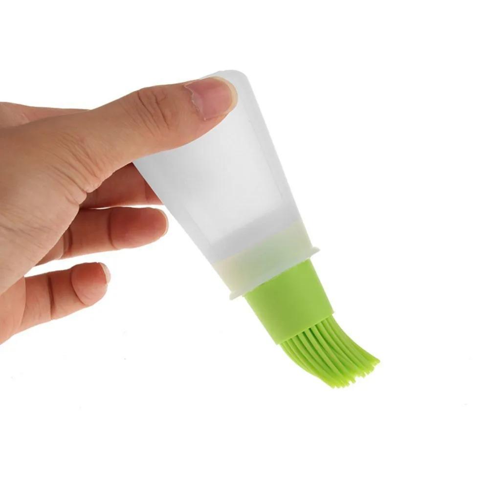 BBQ Brush Silicone Oil Brush Pancake Oil Brush Integrated Oil Pot Brush With Bottle Kitchen Dustproof High Temperature Brush