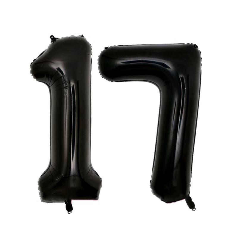 40 Inch Black Figure Foil Number Balloon Anniversary Birthday Party Decoration Adult Bridal Shower Digital Ballon Kids Globo