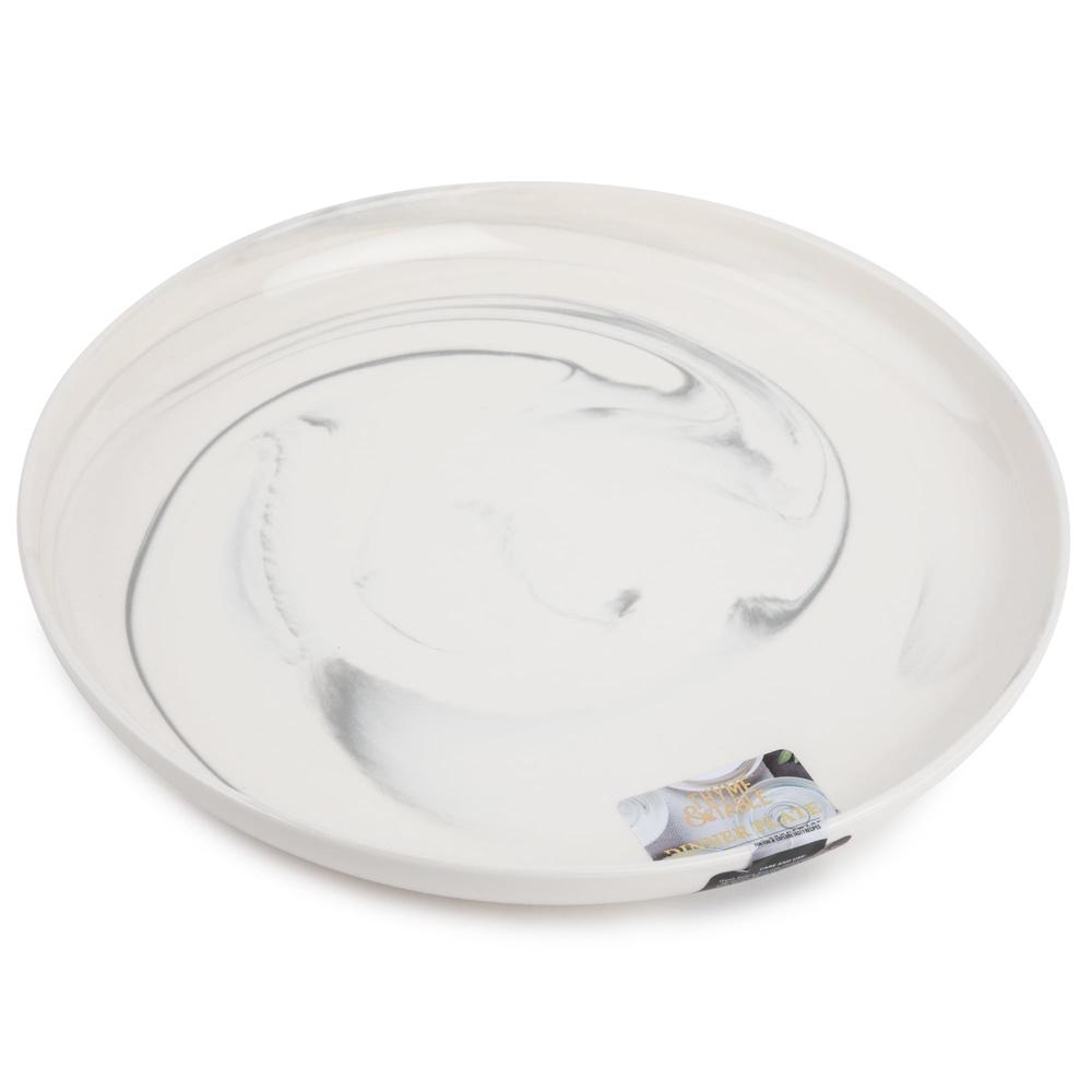 2 Pack Microwave Dishwasher Oven Safe Stoneware Dinner Plates Grey Marble Round Tableware Kitchen Utensils Dining Set