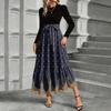 Women's Floral Print High Waist Fashionable And Elegant Dress