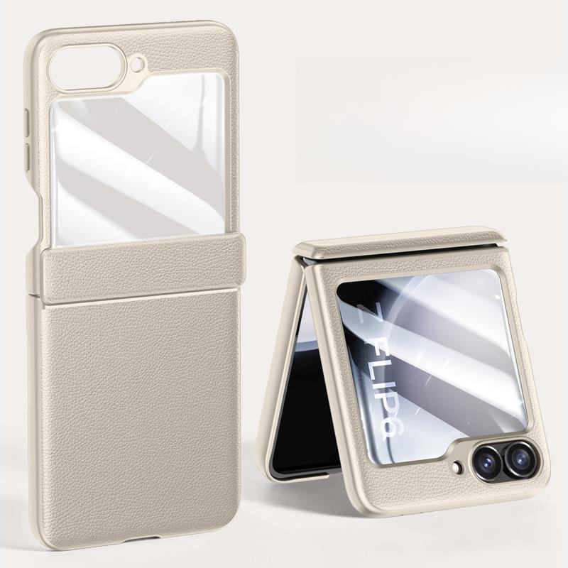 

Кожа-кожа-кожа-пружинный шарнир Подходит для чехла мобильного телефона Samsung Zflip6 Полностью включающий Galaxy 6-го поколения Деловая женщина 6 Samsung Galaxy zflip6