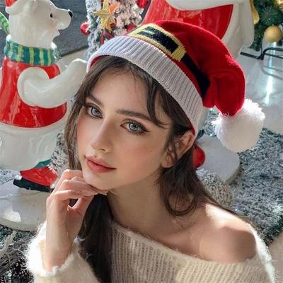 Men Women Autumn Winter Knit Beanie Hat Outdoor Warm Snow Skiing Cap Christmas Dress Up Red Knitted Hat Claus Santa New Year Cap
