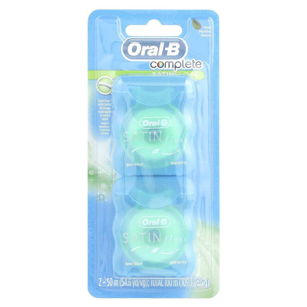 Oral-B Complete, Satinfloss, Mint, 2 Packs, 50M (54.6Yd) Each