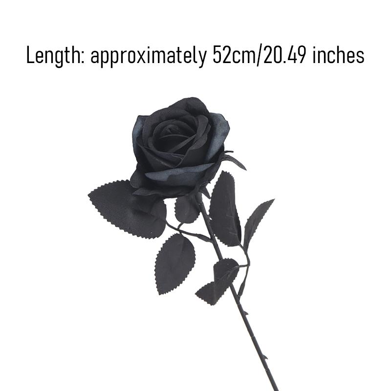 Artificial Black Roses Fake Flowers Long Stem with No Container for Halloween Festival Home Decor Wedding Party Tabletop Decor