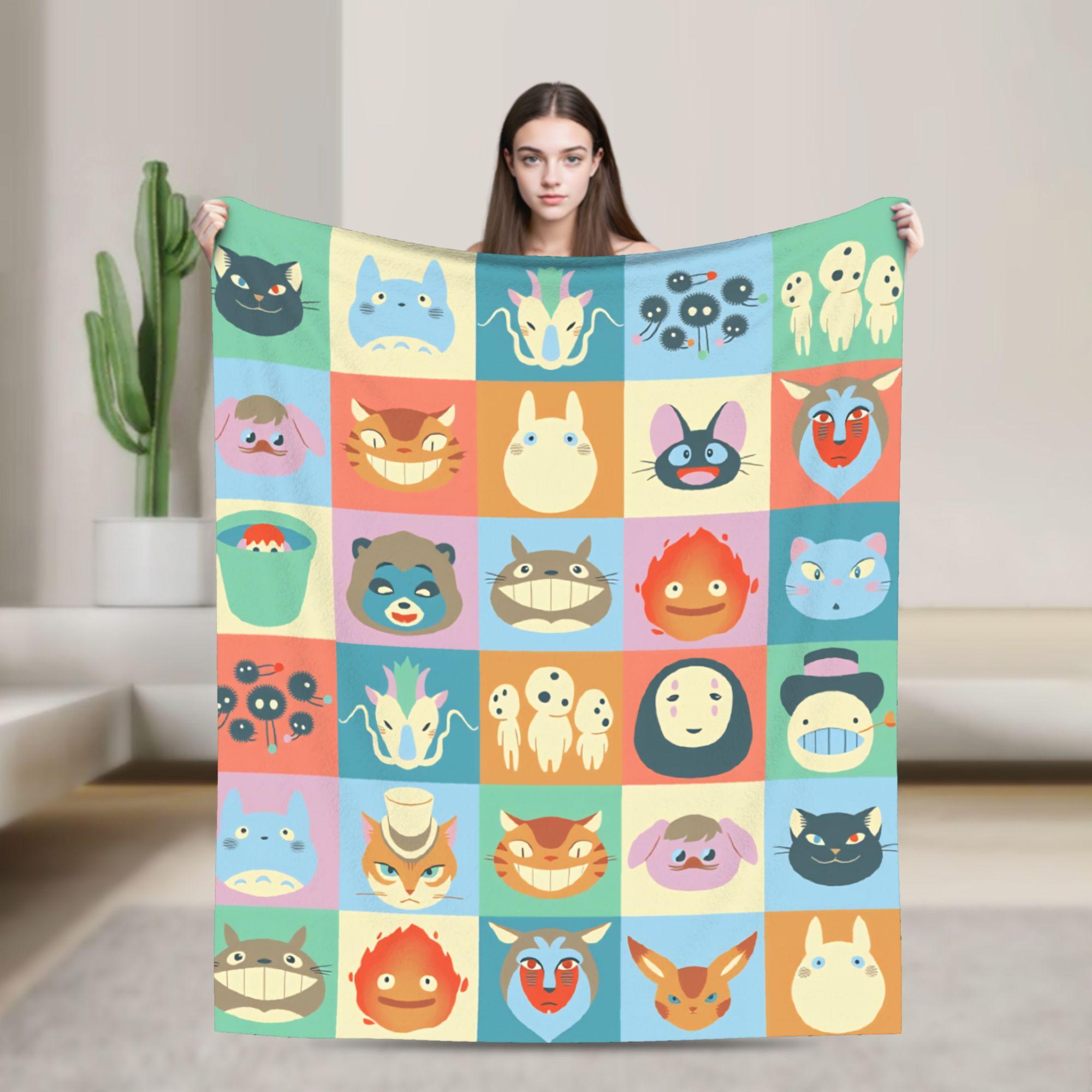 

Japanese Blanket T-Totoros Travel Flannel Throw Blanket For Couch Bed Soft Custom DIY Quality Bedspread Gift Idea 30x40in
