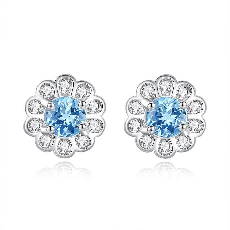 S925 sterling silver stud earrings women's niche natural crystal stone earrings personalized high-end design jewelry