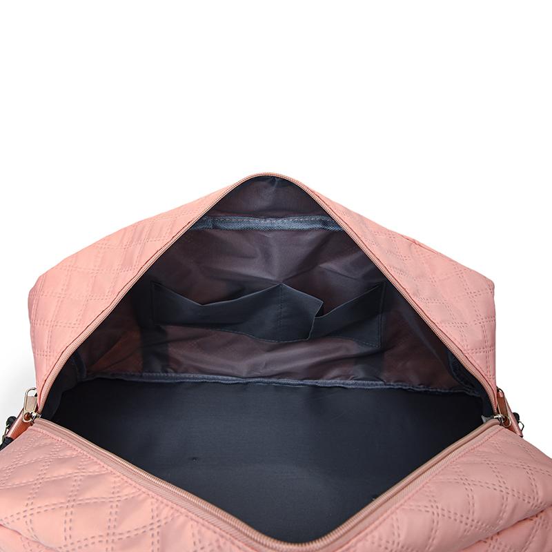 Resväska i nylon med rombmönster, stor kapacitet, sport-gymväska med separat skofack, bärbar weekendväska, övernattningsväska, kabinväska