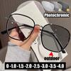 Round Frame Finished Prescription Myopia Glasses Fashion Anti Blue Light Color Changing Sun Glasses for Nearsighted Eyeglasses