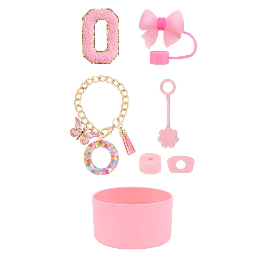 7pcs Cup Accessories Set for Stanley 30oz 40oz Tumbler Straw Cover Cap Boot Spill Proof Stopper Letter Keychain Charm Sticker
