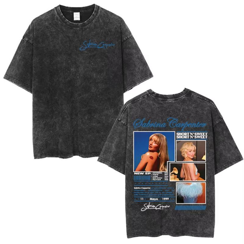 Sabrina Carpenter Short N' Sweet Tour Vintage Washed T Shirts Fans Gift Men Women Clothing Fashion Aesthetic T-shirts