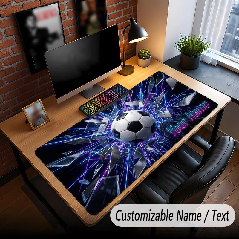 Soccer Theme Custom Mouse Pad Personalized With Name Text Customized Desk Mat For Office Home Decor