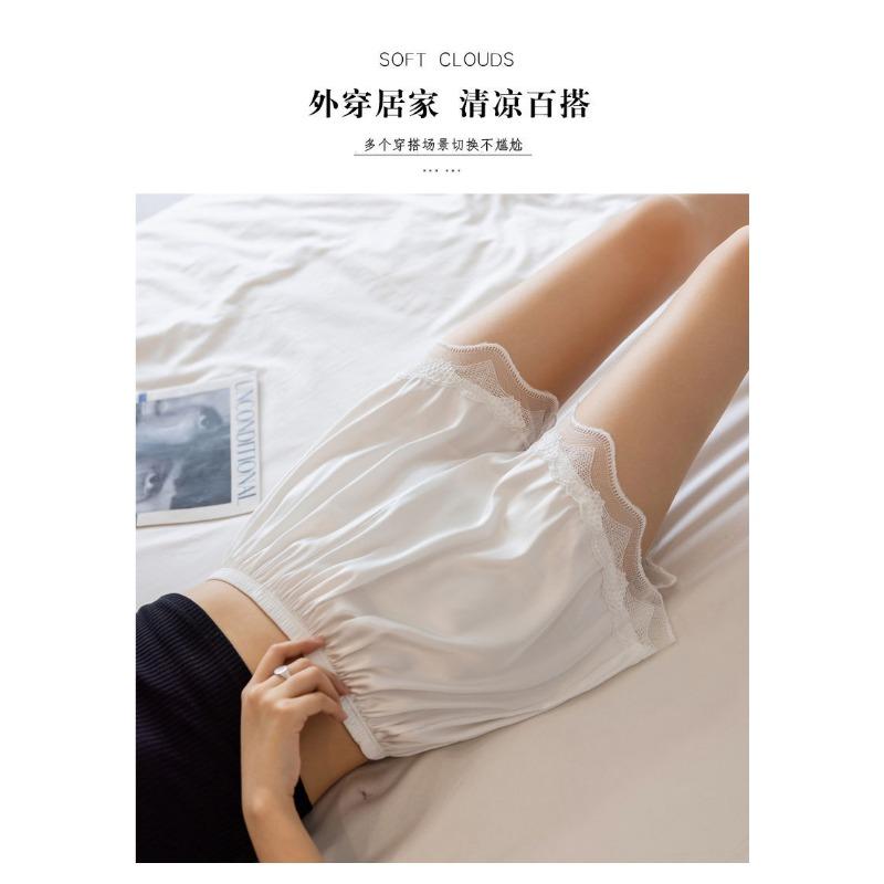 Pantalones XSafety para Mujer Verano Finos Encaje Satén Desenrollados Leggings Cortos para Casa