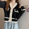 Autumn New Style French Retro Trendy Cardigan Jacket Women's V-neck Temperament High-end Knitted Sweater