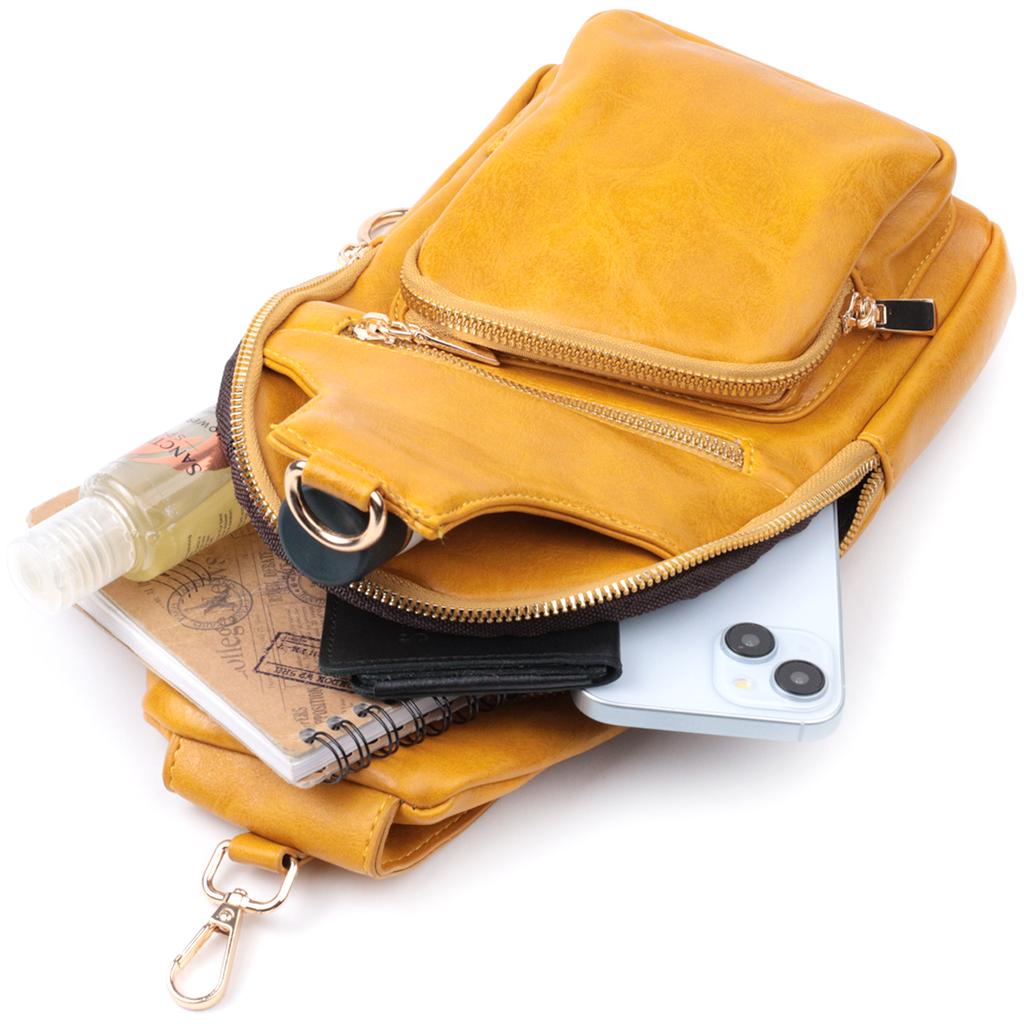 Bright Women's Sling Bag Over the Shoulder Made of Eco-leather VINTAGE Bag 22753 Yellow