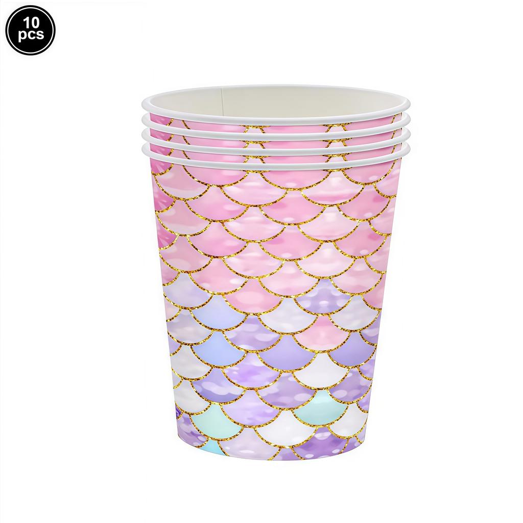 Mermaid Birthday Party Decoration Tableware Set Gradient Mermaid Plates Cups Napkins Balloons For Kids Girls Party Favors Gifts