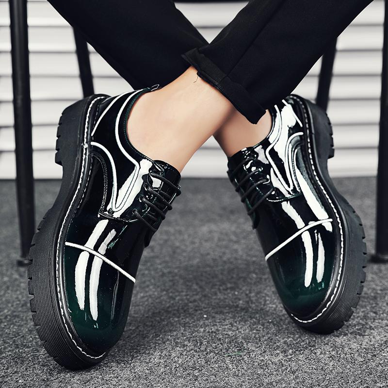 Fashion Brand Men Platform Leather Oxford Business Formal Leather Shoe Men Fashion Trend Handmade Moccasins Thick Soled Casual Men Shoes