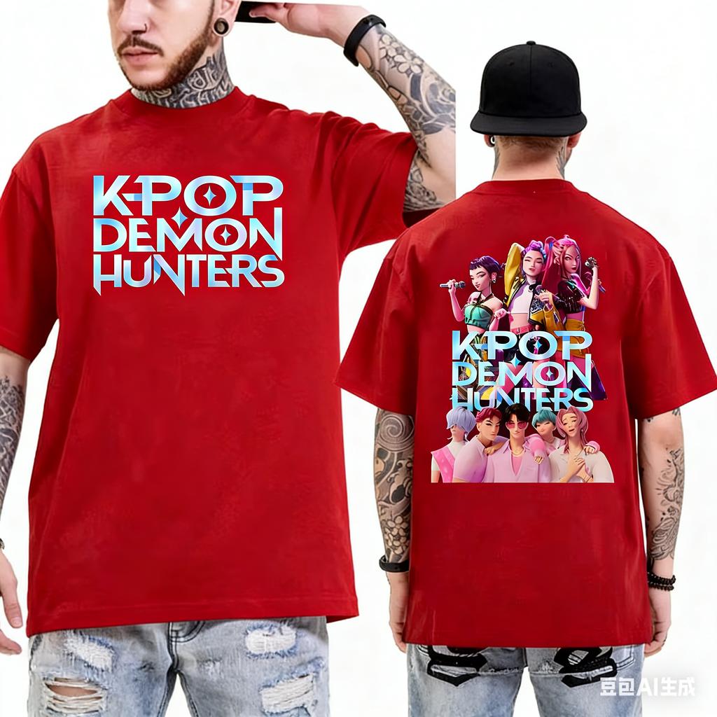 SAjA BoysK Pop Demon Hunters Officially Authorizes Netflix Animated Movie 2026 Summer Men Women Luxury Cotton Oversized Tshirt