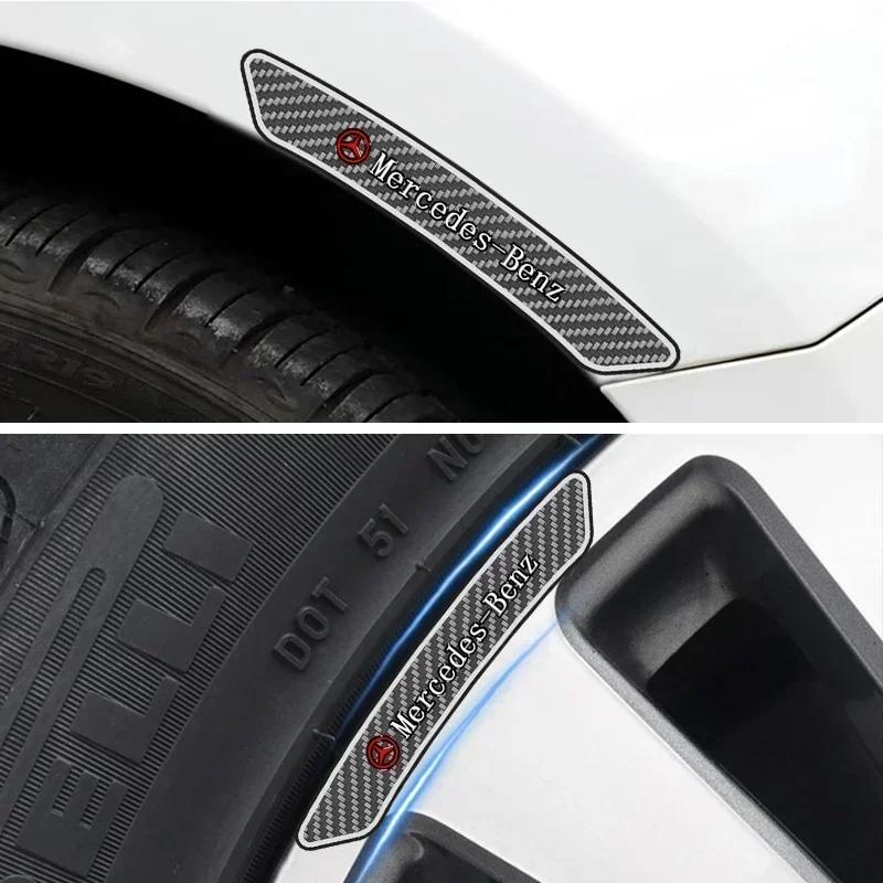 AABIG1 4PCS Carbon Fiber Car Motorcycle Wheel Rim Decorative Stickers for Mercedes Benz W204 W205 AMG E210 E211 E212 E213 E214 W222