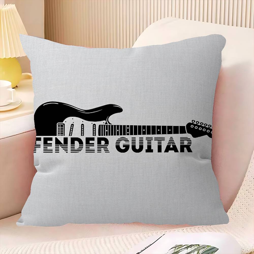 

Cool F-Fender G-Guitar Cushion Cover Inches Farmhouse Decor Home Throw Pillow Covers For Couch Decorations 30cmx30cm