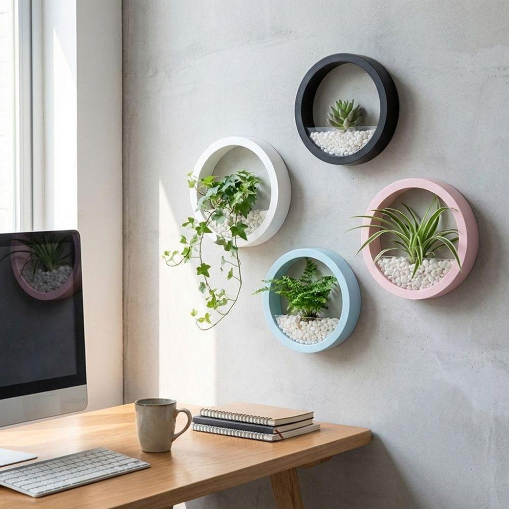 Plastic Hydroponic Vase Round Plant Container Creative Flower Arrangement Office Display