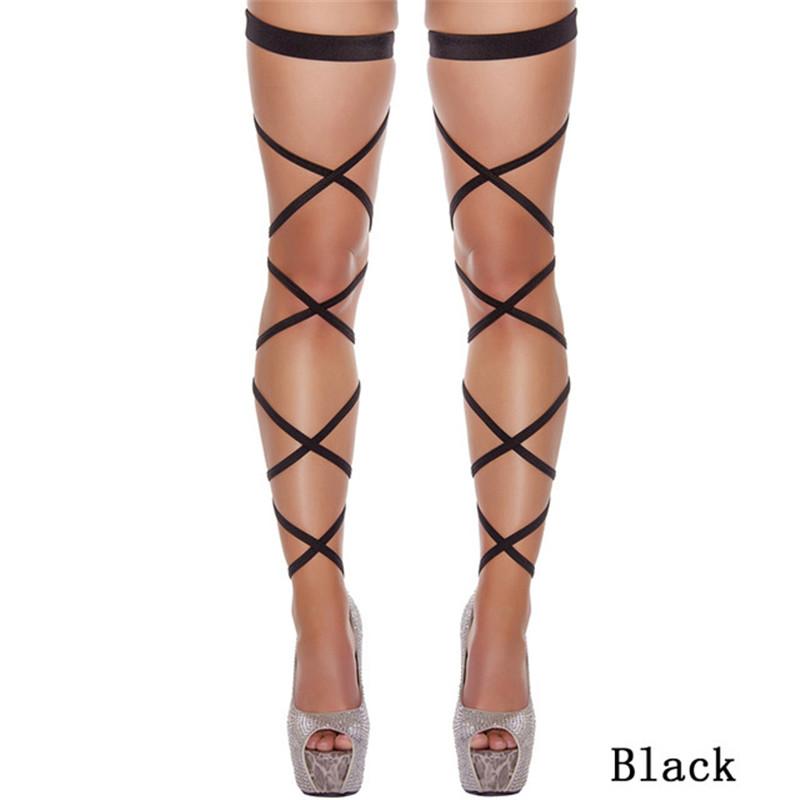 

Women s Sexy Stockings Punk Goth Hollow Out Bandage Nylon Stockings Pole Dance Sexy Underwear Female Sexy Lingerie Leg Harness One Size