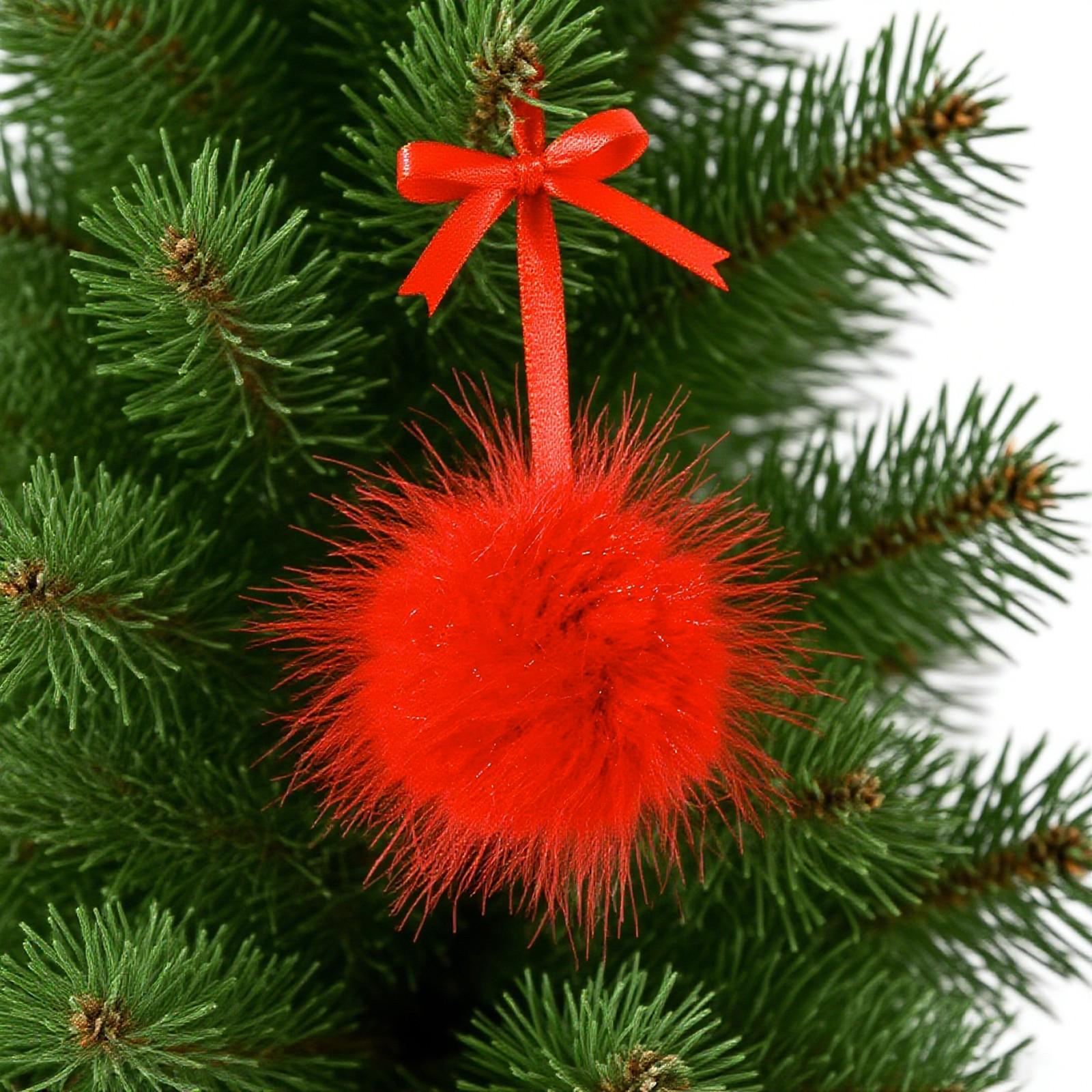 

Christmas Decorations With Long Furry Balls One Size