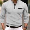 Camisa Polo de Manga Larga a Cuadros con Cuello de Tortuga y Cremallera para Hombre de Primavera y Otoño, Camisa Polo Deportiva Transpirable de Estilo Casual de Negocios