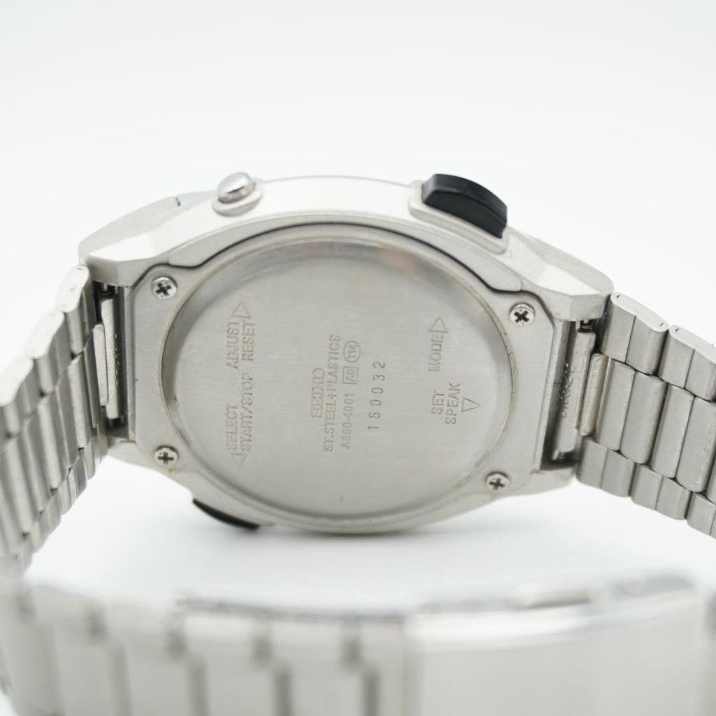 Used [New battery] SEIKO audio digital watch A860-4001 SBJS001 talking watch wristwatch working item