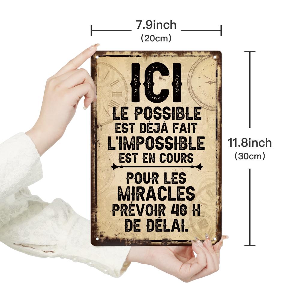 Putuo Decor 1pc French Vintage Metal Tin Sign, ICI LE POSSIBLE, Wall Art Decor for Home Office Studio, Gift